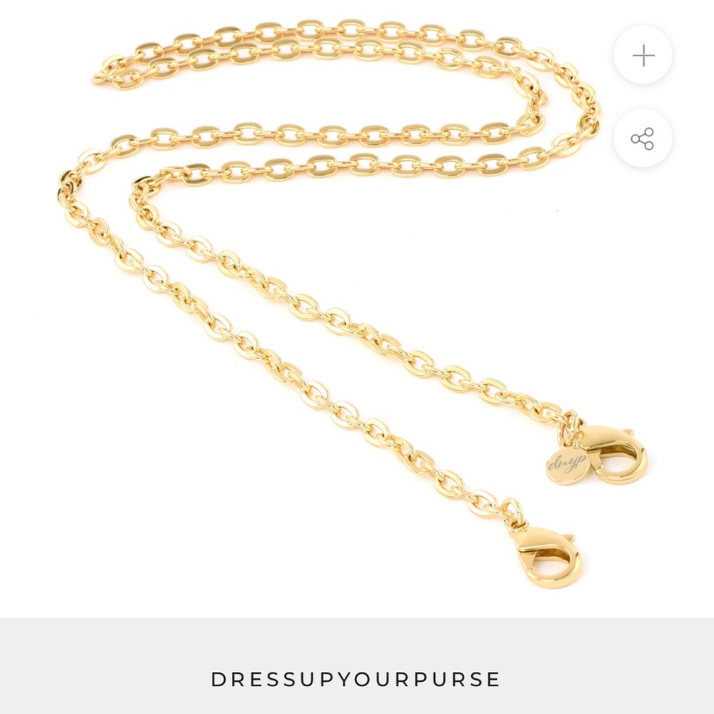 NWT Brand new LOBSTER CLIP GOLD METAL CROSSBODY OVAL CHAIN 140cm